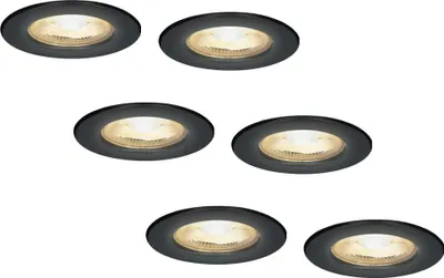 Produktbild von hoftronic LED Einbaustrahler 5W 450lm 2700K IP65 Schwarz Dimmbar Set 6x