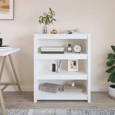 Produktbild von vidaXL Bücherregal Weiß 80x35x97 cm Massivholz Kiefer - Bücherregal - Bücherregale - Bücherschrank - Bücherregal Holz