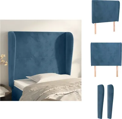 Produktbild von vidaXL Kopfteil mit Ohren Dunkelblau 93x23x118/128 cm Samt -  Kopf- & Fußenden