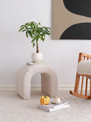 Produktbild von Hanah Home, Nu Fitilli - White, Sitzpuff, 100 % POLYESTER, Weiß, 51 x 46 x 45 cm
