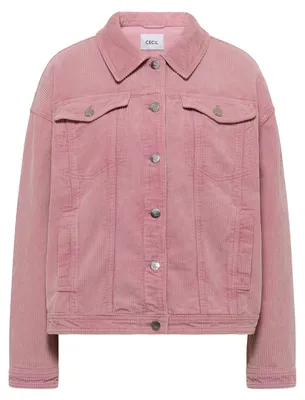 Imagen del producto de CECIL GmbH – Mujer – Chaqueta de sudadera tipo camisa con cuello mao, en terciopelo rosa lavado – Art. B213148