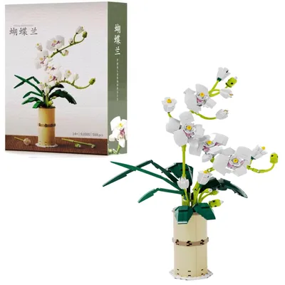 Zdjęcie produktu dla Lebula klocki konstrukcyjne zestaw 588 elementów el. kwiat orchidea w wazonie. bukiet
