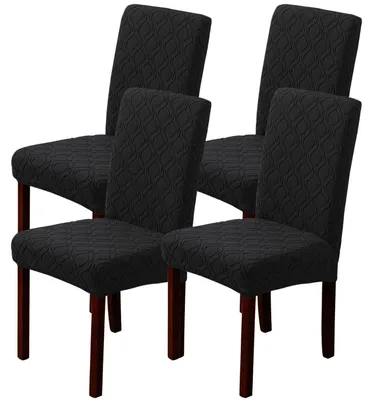 Produktbild von Stuhlhussen 4er Set, Stretch, Waschbar, für Esszimmer, Küche, Hotel, Schwarz