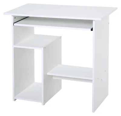 Produktbild von Computertisch, Schreibtisch mit Ablage, Tastaturablage und Monitorst?nder, 80 x 45 x 75 cm, wei?