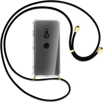 Produktbild von Handykette Backcover-Schutzhülle mit Band (Metall goldfarben) für Sony Xperia XZ3 - schwarz