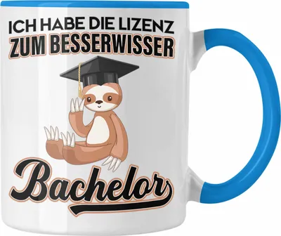Produktbild von Trendation - Bachelor Geschenk Abschluss Tasse Spruch Master Abitur Abi Graduation Bestanden Prüfung Lizenz zum Besserwisser (Blau)