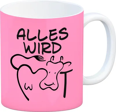 Produktbild von Alles wir KUHt Kaffeebecher in pink zum Thema Bauernhof mit Kuh Motiv