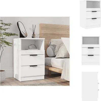 Obrázok produktu pre vidaXL Nočný stolík biely materiál na báze dreva - Nočné stolíky