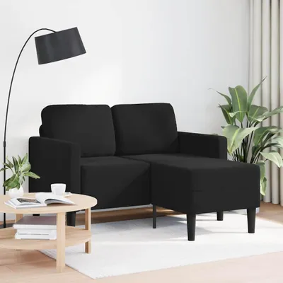 Produktbild von vidaXL 2-Sitzer-Sofa mit Chaiselongue L-förmig Schwarz 125 cm Samt