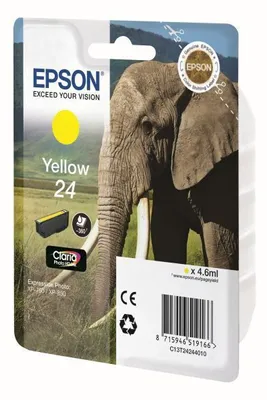 Produktbild von Epson Elephant Singlepack Yellow 24 Claria Photo HD Ink, Gelb, Tinte auf Pigmentbasis, 1 Stück(e)