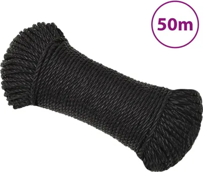 Immagine prodotto di The Living Store Corda da lavoro nera 8 mm 50 m Polipropilene