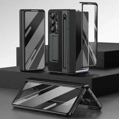 Obrázek produktu pro Pouzdro pro Samsung Galaxy Z Fold 7 s držákem na pero a stylusem, kryt se stojánkem, vestavěná ochrana displeje a kamery Černý