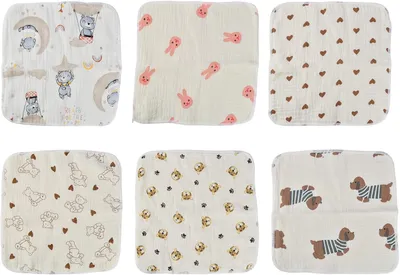 Produktbild von Baby Waschlappen 6 Stück, 25x25 cm, Baumwolle, für Babypflege