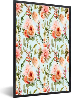 Produktbild von MuchoWow® MuchoWow® Gerahmtes Poster Blumen - Rosen - Rosa 40x60 cm - Poster mit zchwarzem Bilderrahmen - Papierdruck - Wandbilder