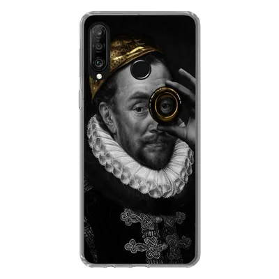 Produktbild von MuchoWow® Handyhülle Schutzhülle Hülle für Huawei P30 Lite Kunst - Gold - Schwarz - Weiß Silikon Softcase Handy Hülle - Handyhülle