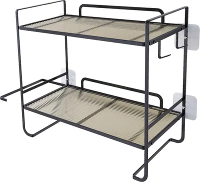 Produktbild von Über-Toilettenregal 2-stöckig - Wandmontage Badezimmer Regal mit Papierhalter & Haken - Schwarz