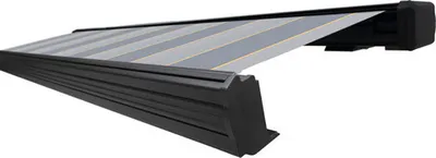Produktbild von SOLUNA Kassettenmarkise Exquisit 4x3,5 Stoff Dessin 7109 Gestell DB703 dunkelgrau Antrieb rechts inkl. Motor und Wandsch