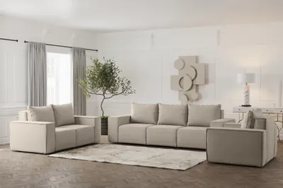 Produktbild von Sofaset Designersofa ESTELLE 3-2-1 in Stoff Opera Velvet Pearl