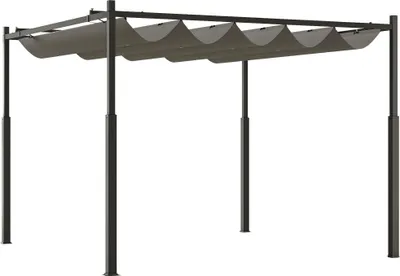 Image de Pergola de jardin - Pavillon 3 x 3 m - Toit coulissant - Accessoires magnétiques - Toile en polyester - Gris clair