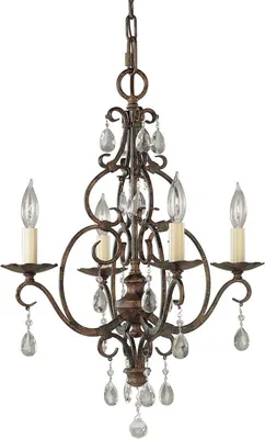 Produktbild von Kronleuchter Kristall Metall B: 42,2 cm H: max. 219,1 cm in Bronze Antik E14 4-flammig Rustikal