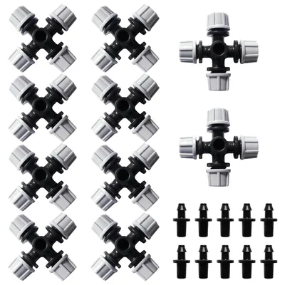 4-Wege Misting Sprinkler, 10 Stück, Kunststoff, Grau
