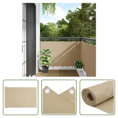 Image de The Living Store Brise-Vue Balcon Beige 90x500 cm Tissu Oxford