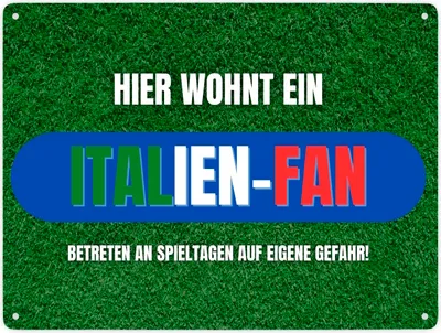 Produktbild von Hier wohnt ein Italien-Fan Metallschild XXL in 28x38 cm mit Spruch Betreten an