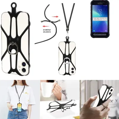 Produktbild von K-S-Trade 3in1 Handykette Handyband Handykordel Halsband Smartphone-Ring Handy-Ring kompatibel mit Samsung Galaxy XCover FieldPro Fingerhalterung