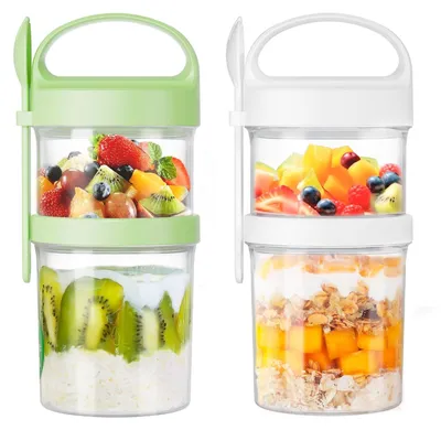 Immagine prodotto di Contenitore per muesli da portare con sé, con cucchiaio e pareti doppie, capacità 920 ml