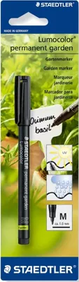 Produktbild von Gartenmarker Lumocolor M permanent schwarz auf Blisterkarte Packung mit 10 Stück