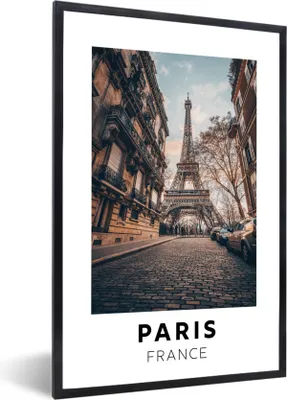 Produktbild von MuchoWow® Gerahmtes Poster Frankreich - Paris - Eiffelturm 60x90 cm - Poster mit Schwarzem Bilderrahmen Wandposter Rahmen Foto Bilder - Kunst