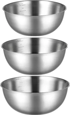 Produktbild von Rostfreier Stahl, 3er-Set, Leicht, Verdickt, Multifunktional, Großes Becken, Edelstahl-Becken-Set, Suppenbecken, Wasserbecken, Salatschüssel, Back-Rührschüssel