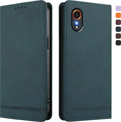 Produktbild von Hülle für Samsung Galaxy Xcover7, Retro Kunstleder Ständer Klapphülle mit Kartenfächer und Magnetische Grün