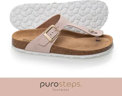 Produktbild von purosteps footwear Marbella-Eco Damen Leder Kork Sandale Zehentrenner Komfort pink - 39