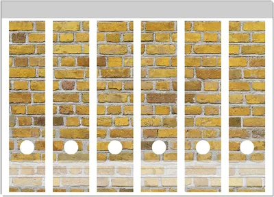 Produktbild von Wallario Ordnerrücken Sticker, selbstklebend für breite Ordner, 6 Stück, Motiv Ziegelsteinwand in gelb - Backsteine