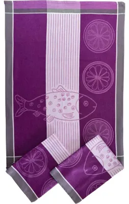 Obrázok produktu pre Extra savá utierka 50x70 cm Ryba s citrónom fialová 3 ks