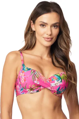 Produktbild von Vivisence Bikini Push-Up BH Dame Bademode Geblümt Regulierbar Klassisch EU 3222, Blumen/Pink,80C