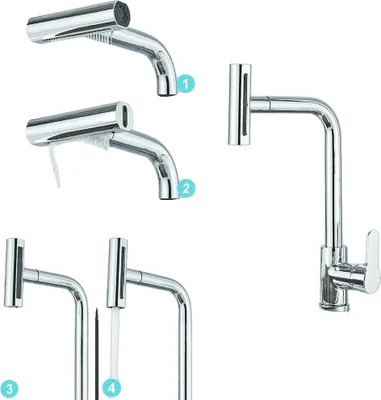 Obrázek produktu pro Kuchyňská baterie, otočná o 360 stupňů, výsuvný výtok, chrom A