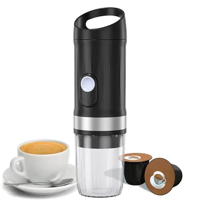 Produktbild von Tragbare Espressomaschine, 20Bar Druck, 9600 mAh Akku mit Heizung, Kabellose Kaffeemaschine kompatibel mit Kapseln und Kaffeepulver,Schwarz