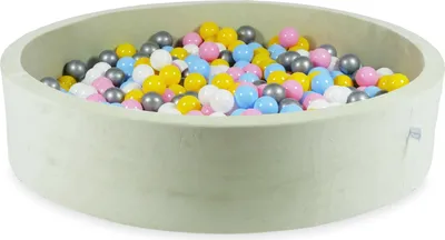 Produktbild von Bällebad 130x30 Samtig weich Hellmint – Mit 600 Bällen / weiß, silber, puderrosa, gelb, babyblau