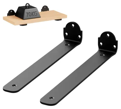 Immagine prodotto di Supporto a L per mensole, 25 cm, colore nero, set da 2