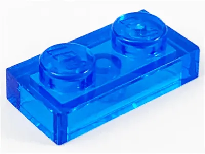 Image de Lego® 100x 1x2 plaques 3023 - Plate Trans - bleu foncé - Trans-Dark Blue