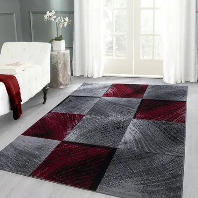 Produktbild von Teppich mit feiner Linienstruktur - perfekt für Wohnzimmer, Schlafzimmer oder Büro, Größe: 120 x 170 cm, Farbe: Rot-4