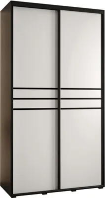 Produktbild von MEBLE KRYSPOL Cannes 10 Schrank mit 2 Schiebetüren - 205,2x130x45 cm - Schwarz Weiß Schwarz