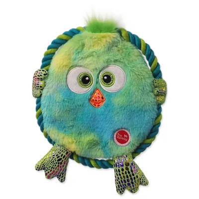 Obrázek produktu pro Hračka DOG FANTASY Monsters ploché kuře zelené šustící s provazem 18 cm
