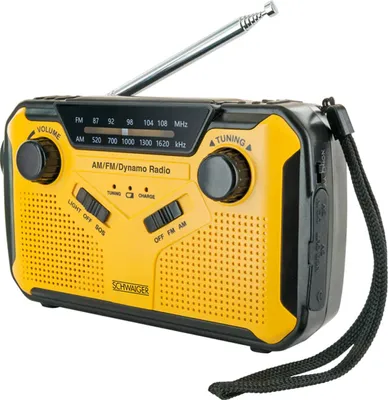 Immagine prodotto di Radio da esterno Schwaiger FM, AM, FM a manovella, pannello solare, resistente agli spruzzi, agli urti, torcia gialla, nera