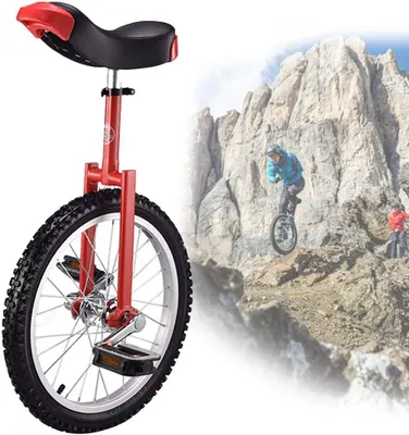Productafbeelding van Eenwieler - Balansfiets - Evenwicht Oefenen - Antislip Bergbanden - 18 inch - Rood
