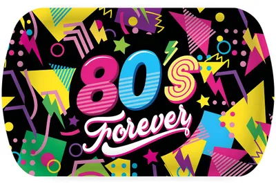 Produktbild von 80's Forever Kunststoff Tablett für Mottopartys 24x39cm