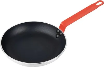 Zdjęcie produktu dla Patelnia aluminiowa Hygiplas z powłoką nieprzywierającą i uchwytem teflonowym Platinum Plus w kolorze czerwonym - 240 x 40 mm