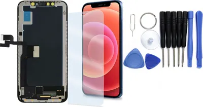 Produktbild von Display für iPhone Ersatzdisplay, Ersatzbildschirm mit Rahmen – LCD/OLED Display für iPhone  optional mit Werkzeugset – IPhone X / Werkzeug + Panzerschutzglas